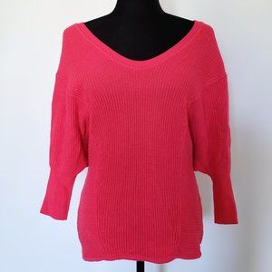 xs || express || PINK RIBBED DOLMAN SWEATER